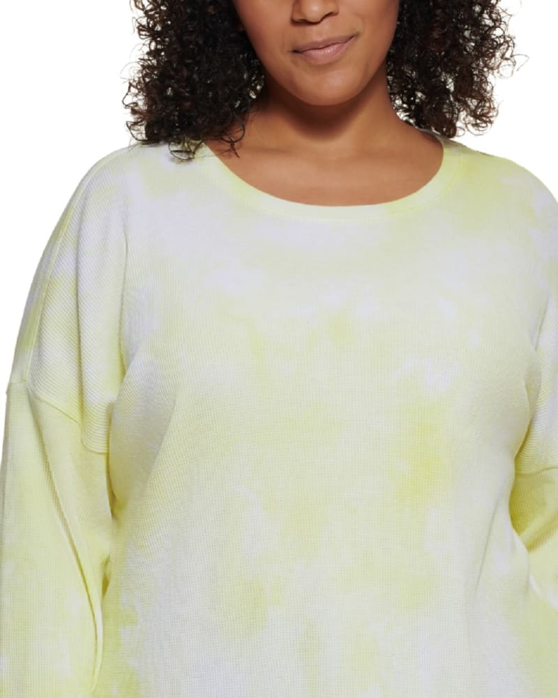 Calvin Klein Women s Plus Tie Dye Print Top Yellow Size 2X Yellow